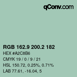 Color code: RGB 162.9 200.2 182 | qconv.com