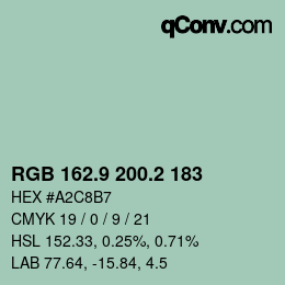 Color code: RGB 162.9 200.2 183 | qconv.com