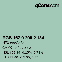 Color code: RGB 162.9 200.2 184 | qconv.com