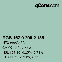 Color code: RGB 162.9 200.2 186 | qconv.com