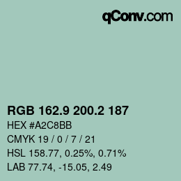 Color code: RGB 162.9 200.2 187 | qconv.com
