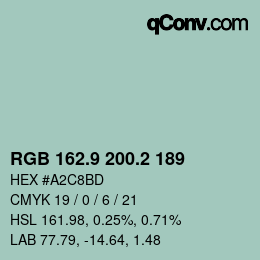 カラーコード: RGB 162.9 200.2 189 | qconv.com
