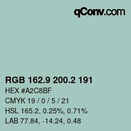 Color code: RGB 162.9 200.2 191 | qconv.com