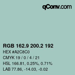 Color code: RGB 162.9 200.2 192 | qconv.com