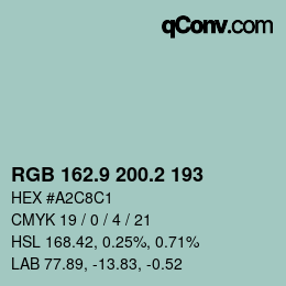 Color code: RGB 162.9 200.2 193 | qconv.com