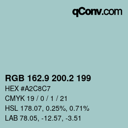 カラーコード: RGB 162.9 200.2 199 | qconv.com