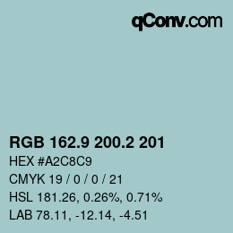 Color code: RGB 162.9 200.2 201 | qconv.com