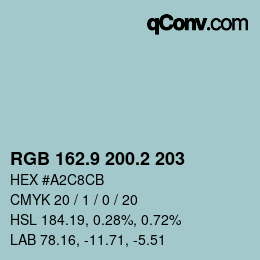 Color code: RGB 162.9 200.2 203 | qconv.com