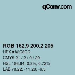 カラーコード: RGB 162.9 200.2 205 | qconv.com