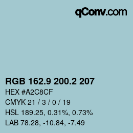 Color code: RGB 162.9 200.2 207 | qconv.com