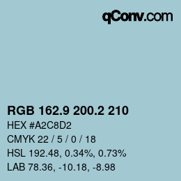 Color code: RGB 162.9 200.2 210 | qconv.com