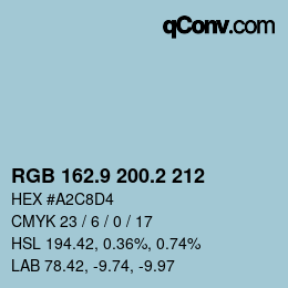 カラーコード: RGB 162.9 200.2 212 | qconv.com