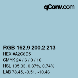Color code: RGB 162.9 200.2 213 | qconv.com