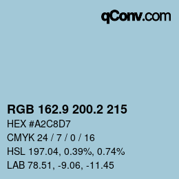 Color code: RGB 162.9 200.2 215 | qconv.com