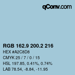 Color code: RGB 162.9 200.2 216 | qconv.com