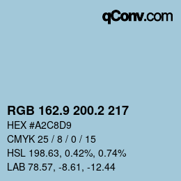 Color code: RGB 162.9 200.2 217 | qconv.com