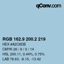 カラーコード: RGB 162.9 200.2 219 | qconv.com