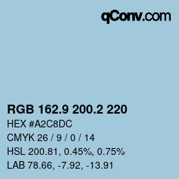 Color code: RGB 162.9 200.2 220 | qconv.com