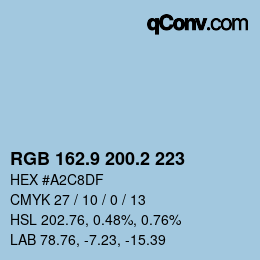 Color code: RGB 162.9 200.2 223 | qconv.com