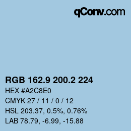 カラーコード: RGB 162.9 200.2 224 | qconv.com