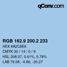 Farbcode: RGB 162.9 200.2 233 | qconv.com