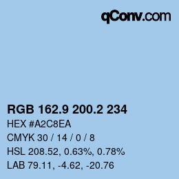 Color code: RGB 162.9 200.2 234 | qconv.com