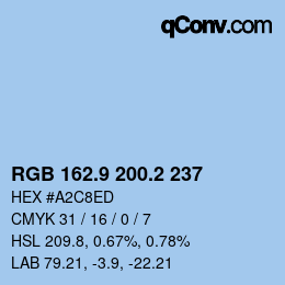 Color code: RGB 162.9 200.2 237 | qconv.com