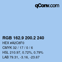 Farbcode: RGB 162.9 200.2 240 | qconv.com