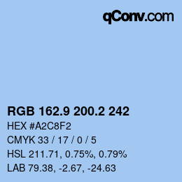 Color code: RGB 162.9 200.2 242 | qconv.com
