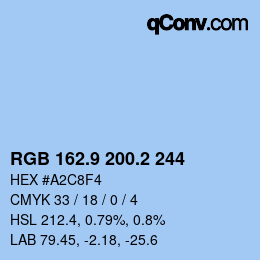 Color code: RGB 162.9 200.2 244 | qconv.com