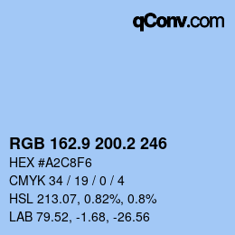 Color code: RGB 162.9 200.2 246 | qconv.com