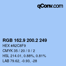 Color code: RGB 162.9 200.2 249 | qconv.com