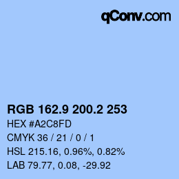 カラーコード: RGB 162.9 200.2 253 | qconv.com