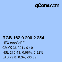 Color code: RGB 162.9 200.2 254 | qconv.com