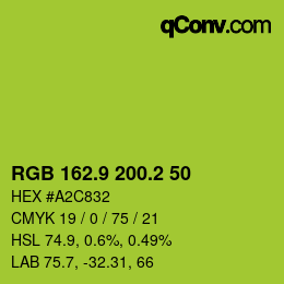 カラーコード: RGB 162.9 200.2 50 | qconv.com
