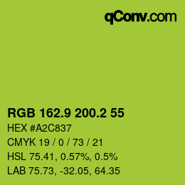 カラーコード: RGB 162.9 200.2 55 | qconv.com