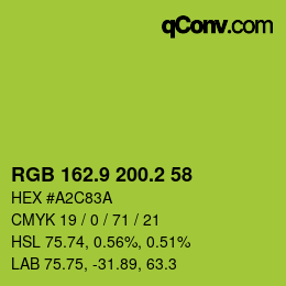 カラーコード: RGB 162.9 200.2 58 | qconv.com