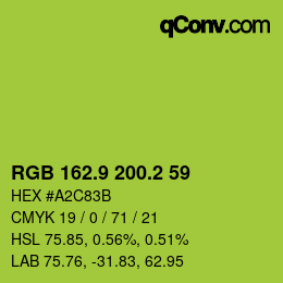 カラーコード: RGB 162.9 200.2 59 | qconv.com