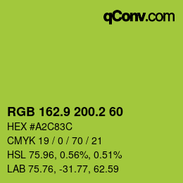 カラーコード: RGB 162.9 200.2 60 | qconv.com