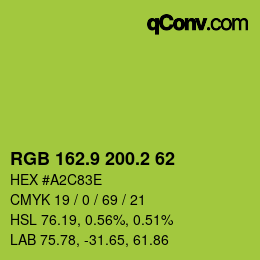 カラーコード: RGB 162.9 200.2 62 | qconv.com
