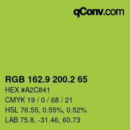 カラーコード: RGB 162.9 200.2 65 | qconv.com