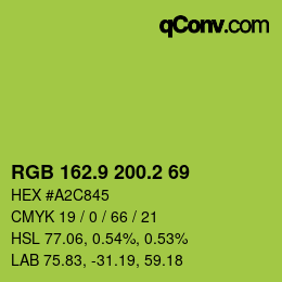 カラーコード: RGB 162.9 200.2 69 | qconv.com