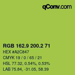 カラーコード: RGB 162.9 200.2 71 | qconv.com