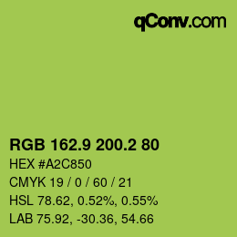カラーコード: RGB 162.9 200.2 80 | qconv.com