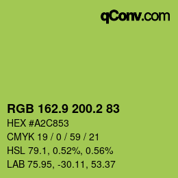 カラーコード: RGB 162.9 200.2 83 | qconv.com