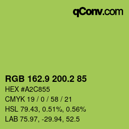 カラーコード: RGB 162.9 200.2 85 | qconv.com