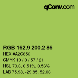 カラーコード: RGB 162.9 200.2 86 | qconv.com