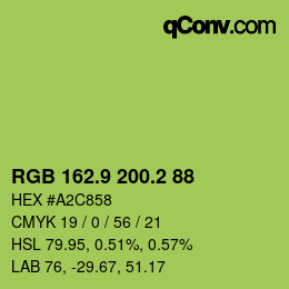 カラーコード: RGB 162.9 200.2 88 | qconv.com