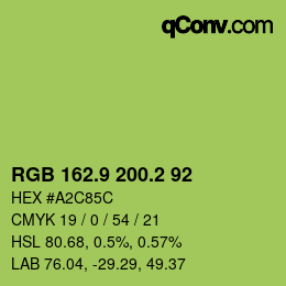 カラーコード: RGB 162.9 200.2 92 | qconv.com