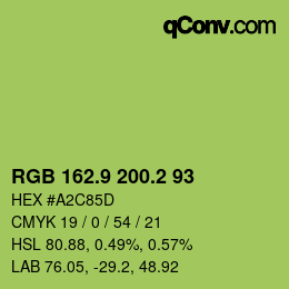 カラーコード: RGB 162.9 200.2 93 | qconv.com